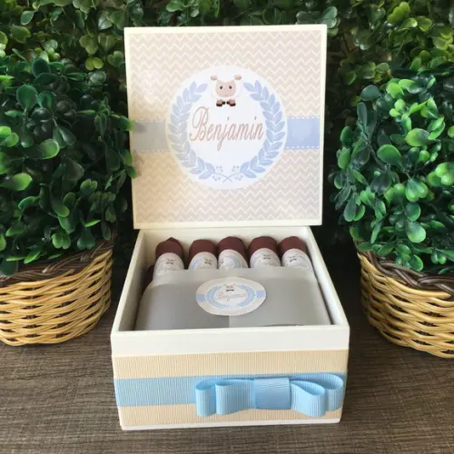Mini Caixa Charutos Chocolate Ovelha bege
