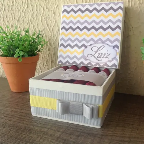 Mini Caixa de Charutos Chocolate Chevron