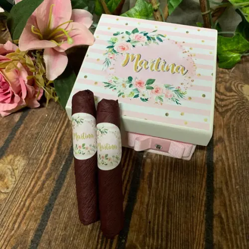 Mini Caixa de Charutos Chocolate Floral
