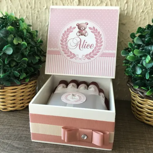 Mini Caixa de Charutos Chocolate Ursinha