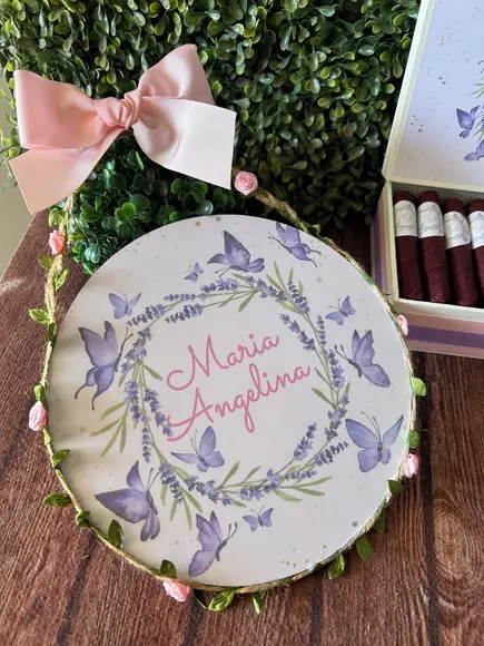 Placa Redonda Porta Maternidade Especial Folhas e Flores