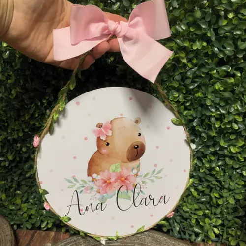 Placa Redonda Porta Maternidade Especial Folhas e Flores