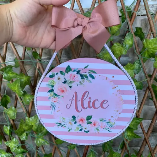 Placa Redonda Porta Maternidade Floral