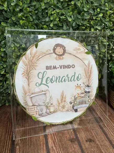 Quadro Porta Maternidade Acrílico Folhas 20x20