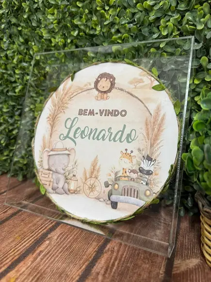 Quadro Porta Maternidade Acrílico Folhas 20x20