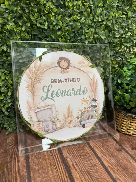 Quadro Porta Maternidade Acrílico Folhas 20x20