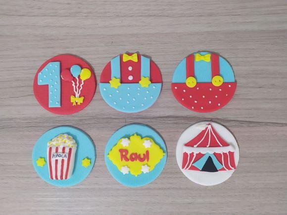 Aplique de pasta americana Circo para pirulito/cupcake