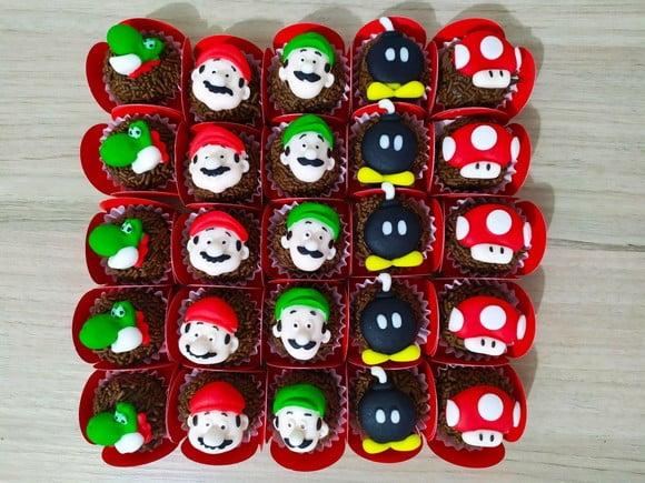 Aplique de pasta americana Mario Bros para docinhos