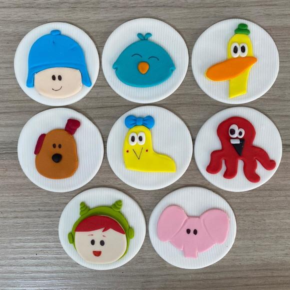 Aplique de pasta americana Pocoyo para pirulito/cupcake