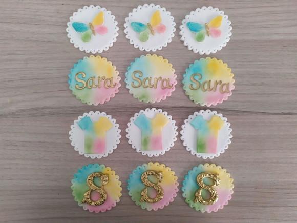 Aplique de pasta americana Tie Dye para pirulito/cupcake