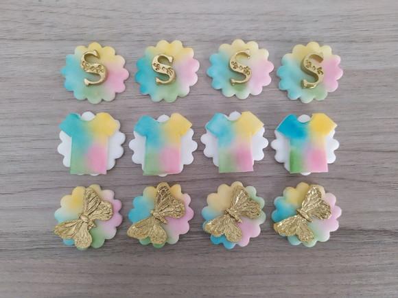 Aplique de pasta americana Tie Dye para docinhos