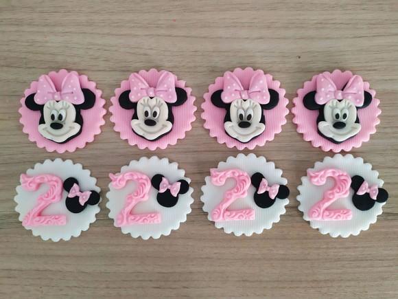 Aplique em pasta americana Minnie Rosa para pirulito