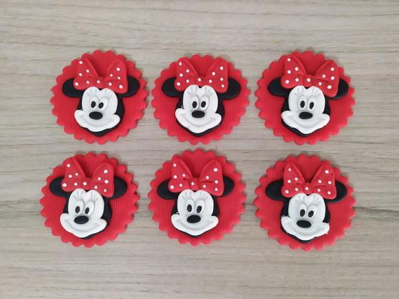 Aplique em pasta americana Minnie Vermelha para pirulito