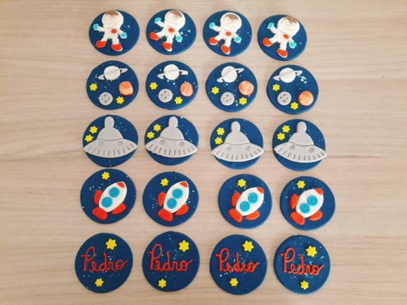 Aplique pasta americana Astronauta para pirulito/cupcake