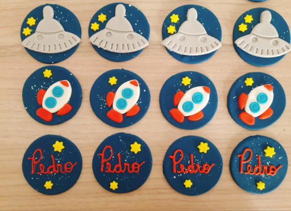 Aplique pasta americana Astronauta para pirulito/cupcake