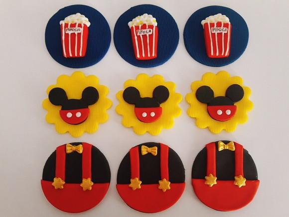 Aplique pasta americana Circo do Mickey p/ pirulito-cupcake