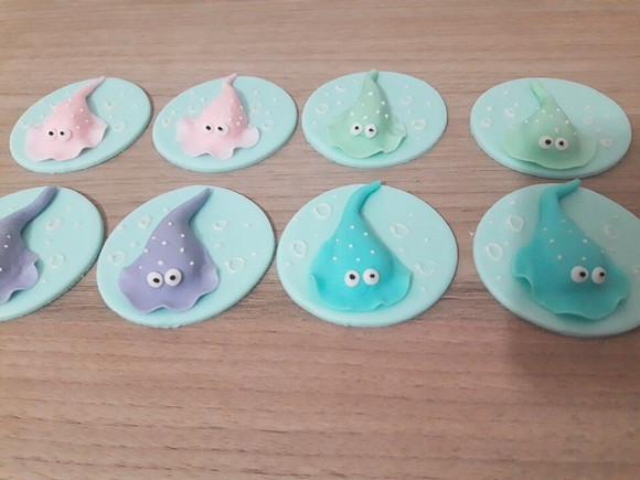 Aplique pasta americana Fundo do Mar para cupcake
