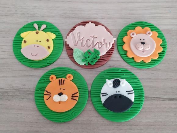 Aplique pasta americana Safari para pirulito/cupcake