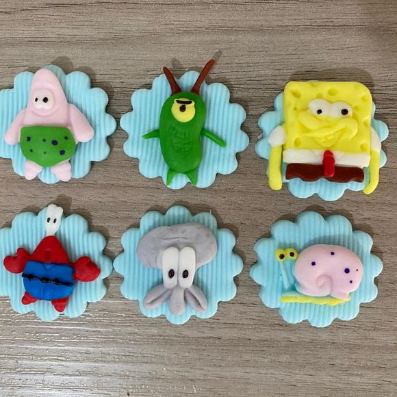 Apliques em Pasta Americana Bob Esponja para Brigadeiros