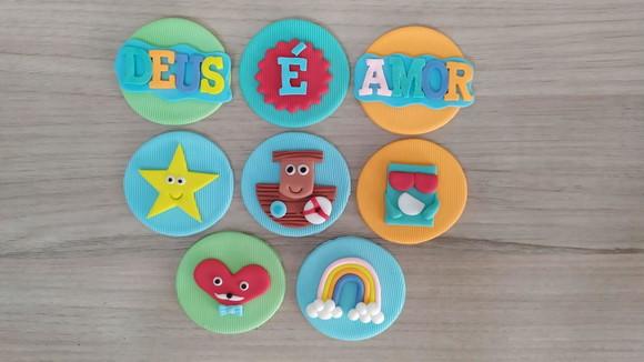 Apliques de Pasta Americana Três Palavrinhas p/ pirulito/cupcake