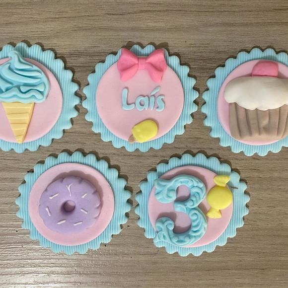 Apliques em Pasta Americana Confeitaria Pirulito/cupcake