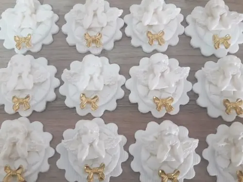 Aplique de pasta americana Batizado para pão de mel