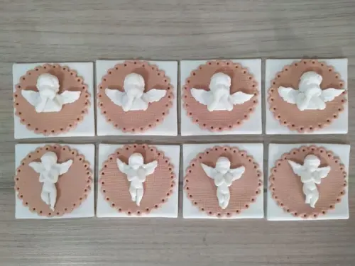 Aplique de pasta americana Batizado para pão de mel