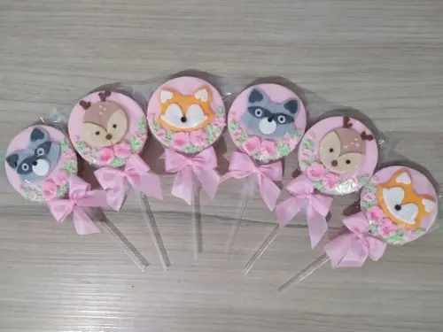 Aplique de Pasta Americana Bosque para Pirulito/cupcake V