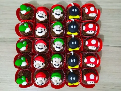 Aplique de pasta americana Mario Bros para docinhos