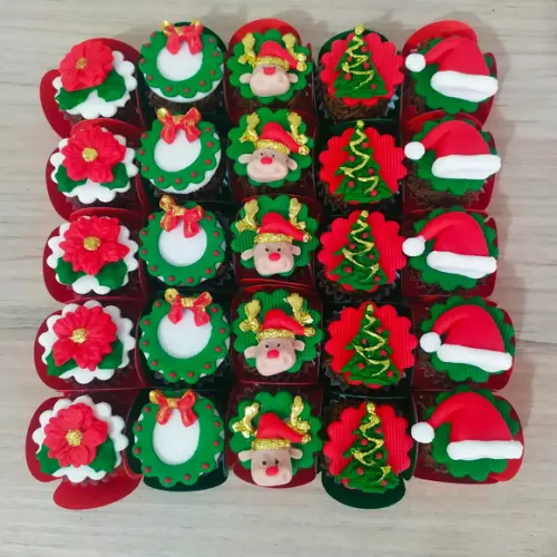 Aplique de pasta americana para docinhos Natal
