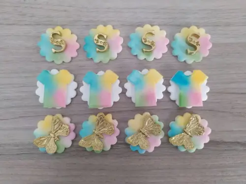 Aplique de pasta americana Tie Dye para docinhos