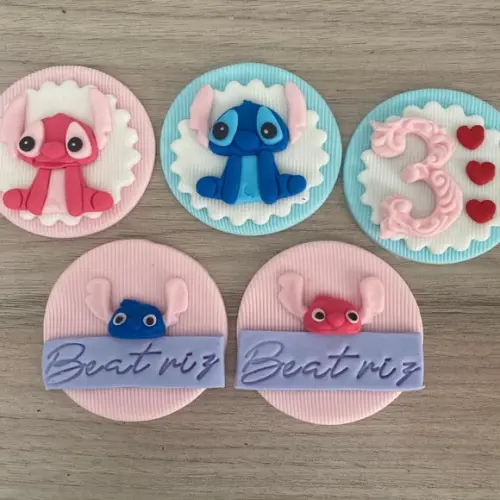 Aplique em Pasta América Stitch para Pirulito/cupcake