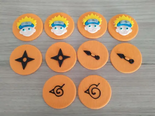 Aplique em pasta americana Naruto para pirulito/cupcake