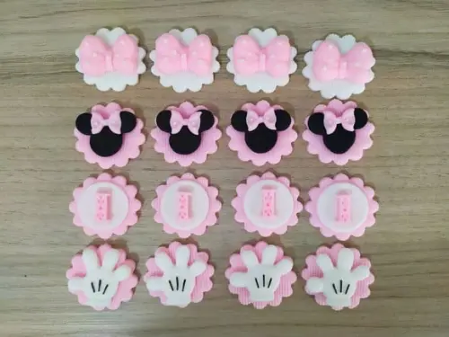 Aplique em pasta americana para brigadeiros Minnie Rosa