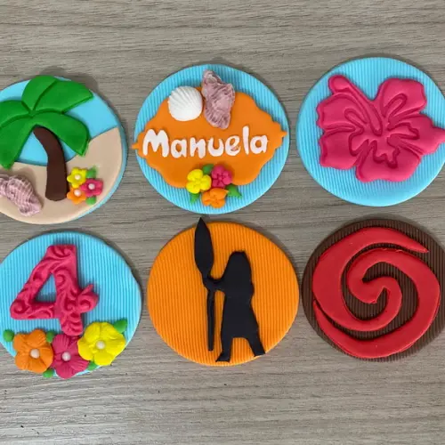 Aplique pasta americana Moana para pirulito/cupcake