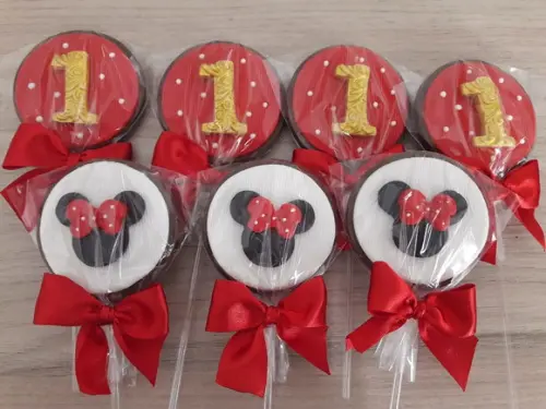 Aplique pasta americana Minnie para pirulito