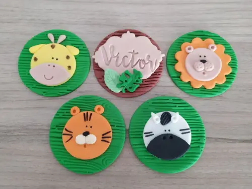 Aplique pasta americana Safari para pirulito/cupcake