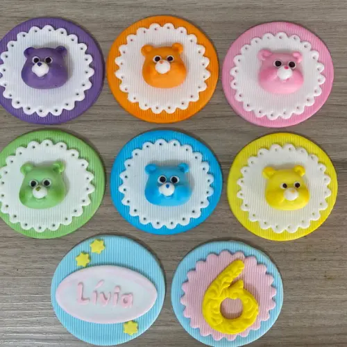 Aplique Pasta Americana Ursinhos Carinhosos Pirulito/cupcake