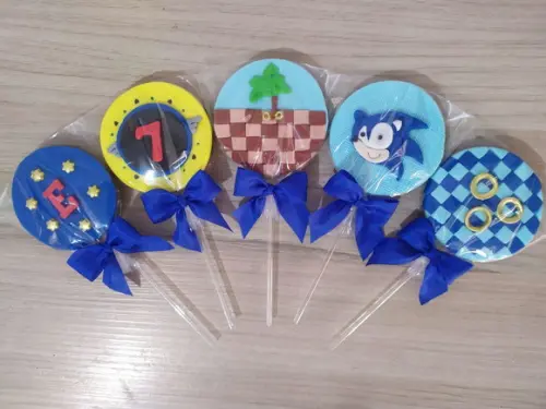 Apliques Em Pasta Americana Sonic Para Pirulito/cupcake