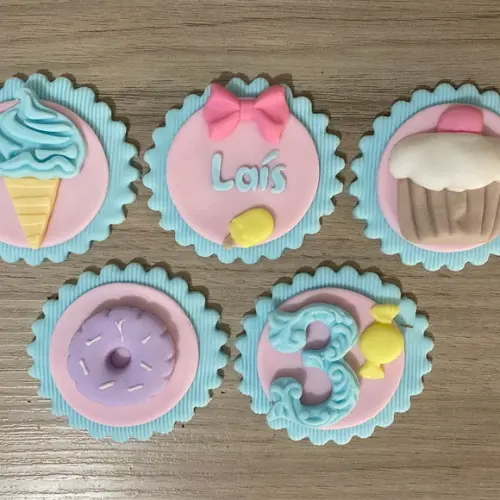 Apliques em Pasta Americana Confeitaria Pirulito/cupcake