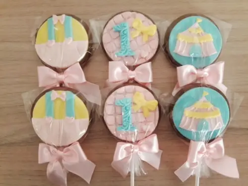 Pirulito de chocolate Personalizado Circo Rosa