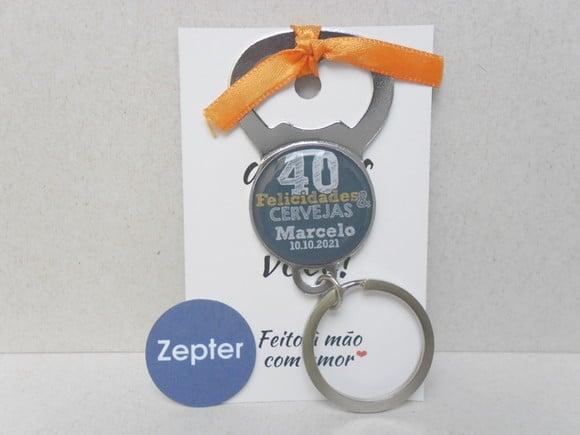 Aniversário de 40 Anos Chaveiro Abridor de Garrafas