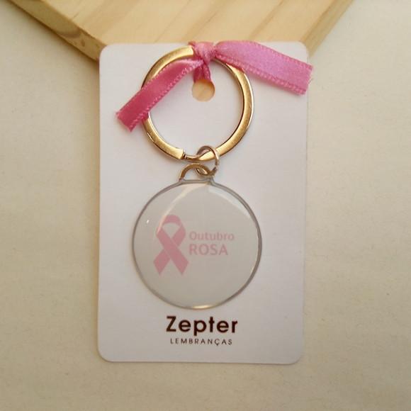 Chaveiro Brinde Corporativo Outubro Rosa