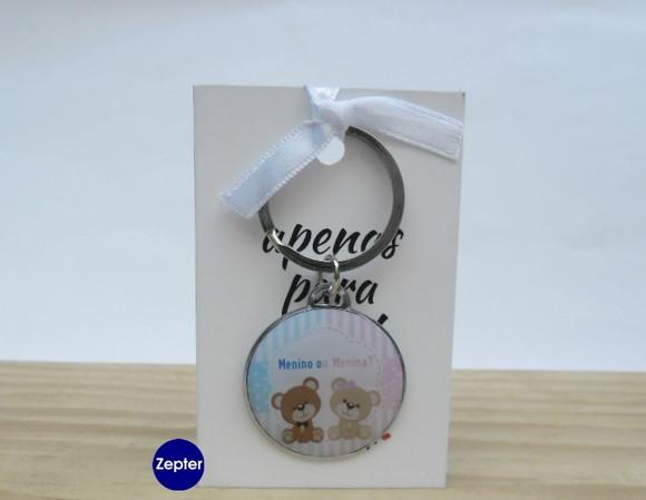 Chaveiro Lembrancinha Chá Revelação Personalizado Ursinhos