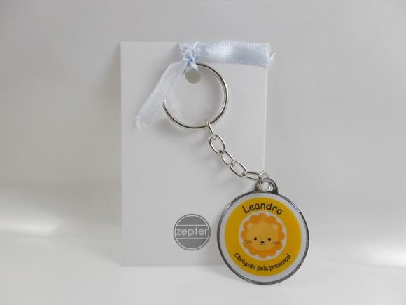 Chaveiro Lembrancinha Leãozinho Chá de Fraldas Personalizado