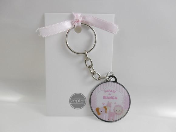 Chaveiro Lembrancinha Safari Rosa Menina Personalizado