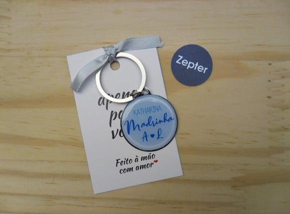 Chaveiro Madrinhas Personalizado Azul Serenity