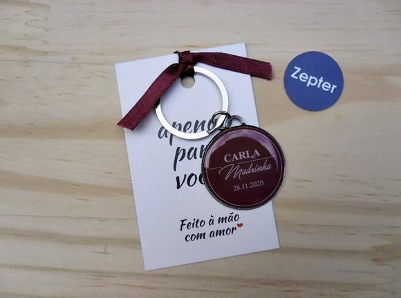 Chaveiro Marsala Madrinhas Personalizado com Nome