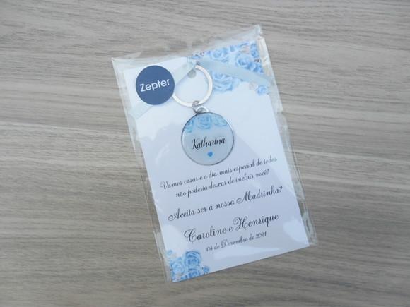 Kit Convite com Chaveiro Madrinha Floral Personalizado Nomes