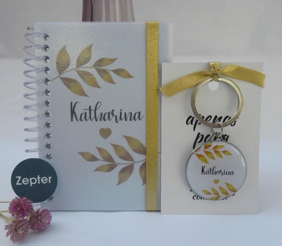 Kit Floral 15 Anos Personalizado Caderninho + Chaveiro